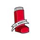The Lil Weezy Ball Marker from Ballmarkers.com features a cartoon-style red asthma inhaler with a white "LIL WEEZY" banner on it, set against a plain white background.