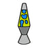 The Ballmarkers.com Lava Lamp Ball Marker features a gray base and cap, yellow body, and blue blobs inside, displayed on a white background.