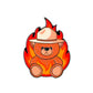 The Up In Smoke Ball Marker by Logie Joe's Golf features a charming cartoon bear in a ranger hat, seated before bold flames—a playful reminder of fire prevention for every golfer.