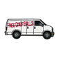 The Logie Joe's Golf Free Golf Ball Van Ball Marker features a white van with "FREE GOLF BALLS" spray-painted in red on the side, set against a plain white background.
