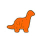 The Brontosaurus Dinosaur Nugget Ball Marker by Ballmarkers.com features an orange, long-necked dino nugget with a brown edge—ideal for dino nuggie fans.