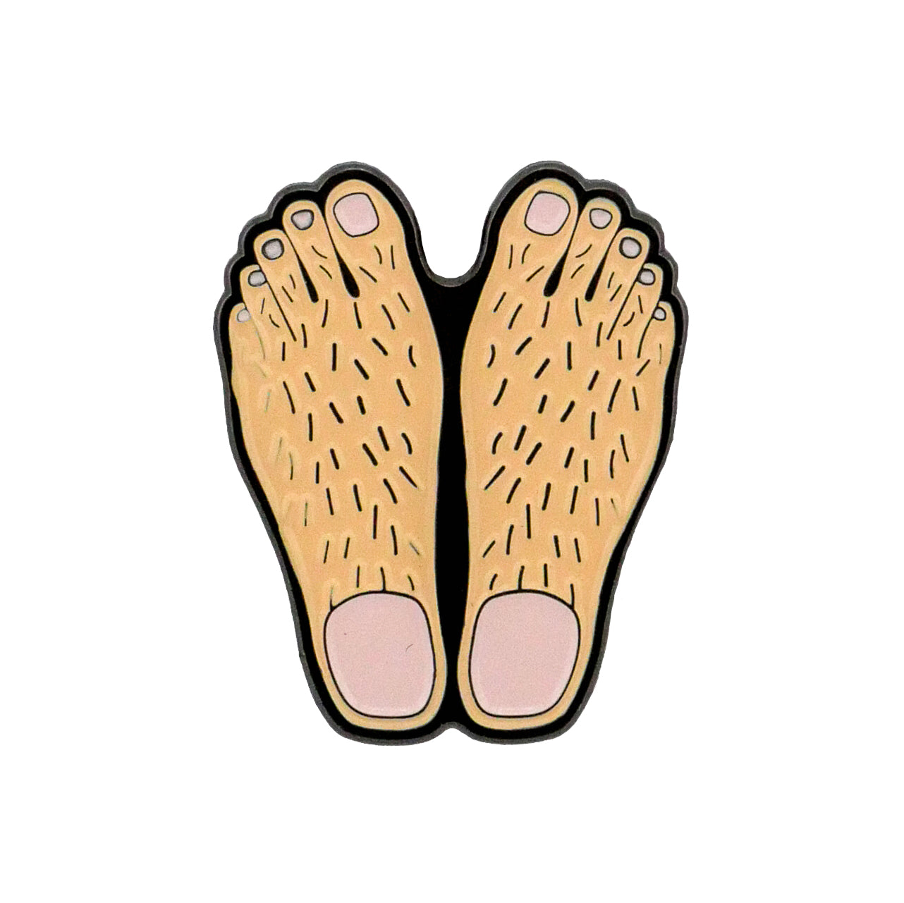 The Logie Joe's Golf Feet Ball Marker features two bare feet with visible toenails and short, dark toe hairs, shown side by side on a white background.