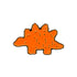 The Stegosaurus Dinosaur Nugget Ball Marker by Ballmarkers.com features an orange, cartoon-style dino with a bumpy texture and outlined design—ideal for fans of dinosaurs and dino nuggies.