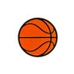 The Basketball Ball Marker by Ballmarkers.com features an orange design with black lines and textured dots, displayed on a plain white background.