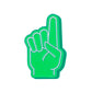 The Foam Finger #1 Ball Marker by Ballmarkers.com is a green foam hand with the index finger pointing up, perfect as a cheering prop at sports events to show team support.
