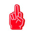 The Foam Finger Middle Finger Ball Marker by Ballmarkers.com is a red foam hand with a white outline, displaying an extended middle finger gesture against a white background.