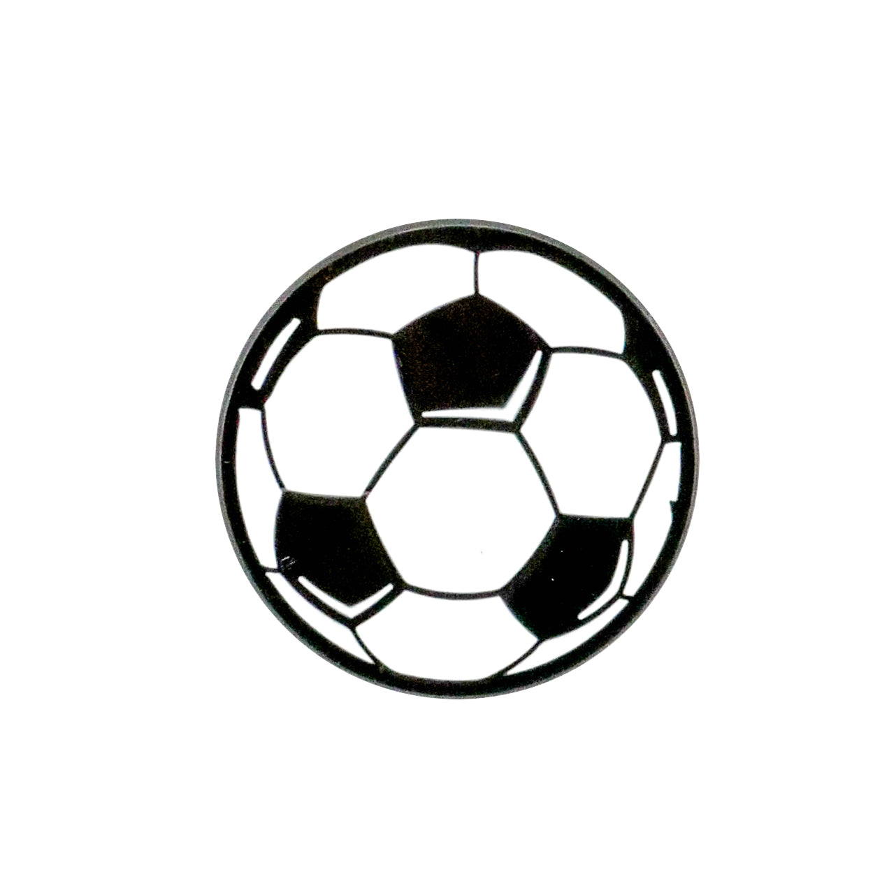 The Soccer Ball Ball Marker by Ballmarkers.com features a classic black and white hexagon-pentagon pattern, displayed on a plain white background.