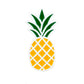 The Pineapple Ball Marker by Logie Joe's Golf features a simple illustration of a pineapple with a yellow body, white crisscross pattern, green leaves on top, and is set against a plain white background.