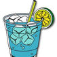 Sip a refreshing blue drink with ice cubes, served in a clear glass with a yellow straw and a lemon slice on the rim—a perfect way to unwind after navigating a tricky water hazard on the golf course, or to show off your Ballmarkers.com Water Hazard Ball Marker.