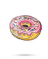 The Pins and Aces Donut Ball Marker is a playful enamel steel marker shaped like a pink and yellow doughnut with sprinkles.