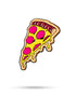 The Dripping Pizza Ball Marker by Pins and Aces features a cartoon-style slice of pepperoni pizza with melted cheese, yellow crust, and bright pink pepperoni, perfect as a fun magnetic golf or ball marker, shown on a plain white background.