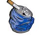 The Crushed Can Ball Marker by Pins and Aces features a blue shark-themed soda can with a cigarette in the tab, symbolizing pollution. Bold outlines, simple colors, and enamel paint create a striking and stylized look.