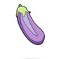 The Pins and Aces Eggplant Ball Marker features a cartoon-style purple eggplant with a light green stem on a white background—perfect as an enamel or magnetic golf ball marker.