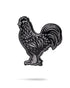 The Pins and Aces Black Cock Ball Marker is a black and silver enamel golf marker shaped like a rooster, displayed on a white background with a subtle shadow underneath.