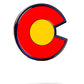 The Colorado Strong Ball Marker by Pins and Aces features the bold red "C" and yellow circle from the Colorado flag, crafted from cast steel—perfect for magnetic surfaces or as a unique ball marker.