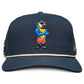 The Logie Joe's Golf Parrot Patrol Golf Hat is an adjustable navy snapback cap featuring an embroidered cartoon parrot and a built-in magnetic ball marker holder with marker included—perfect for style and convenience on the course.