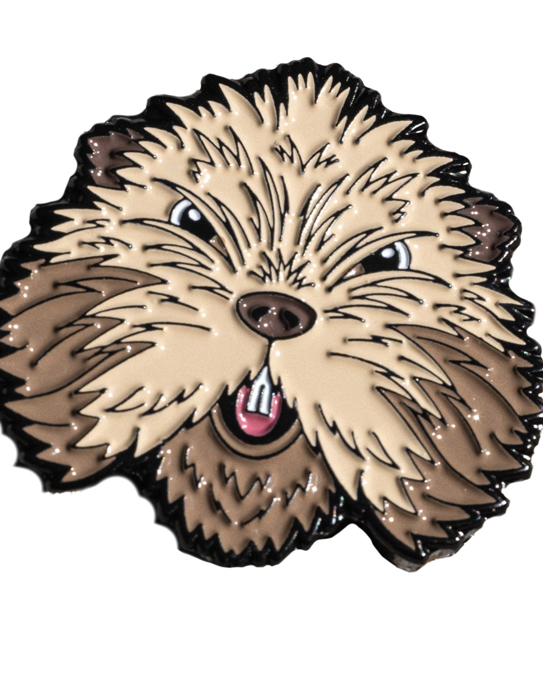 The Pins and Aces Gopher 2.0 Ball Marker features a cartoon-style gopher face with a wide mouth, big teeth, black nose, and expressive eyes—ideal for golf ball marking or as fun magnetic decor on any white surface.