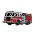 The Fire Truck Ball Marker by Ballmarkers.com features a red fire truck with black and white details, yellow lights, and hoses—making it a unique firefighter golf accessory. Shown on a white background.