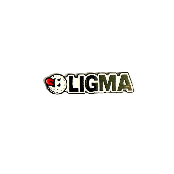 A logo featuring a speedometer icon on the left and “LIGMA BALL MARKER” in bold, uppercase letters to the right, representing the Shank it Golf brand, all set against a white background.