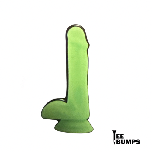 The Dildy Ball Marker by TeeBumps is a green golf ball marker set against a white background.