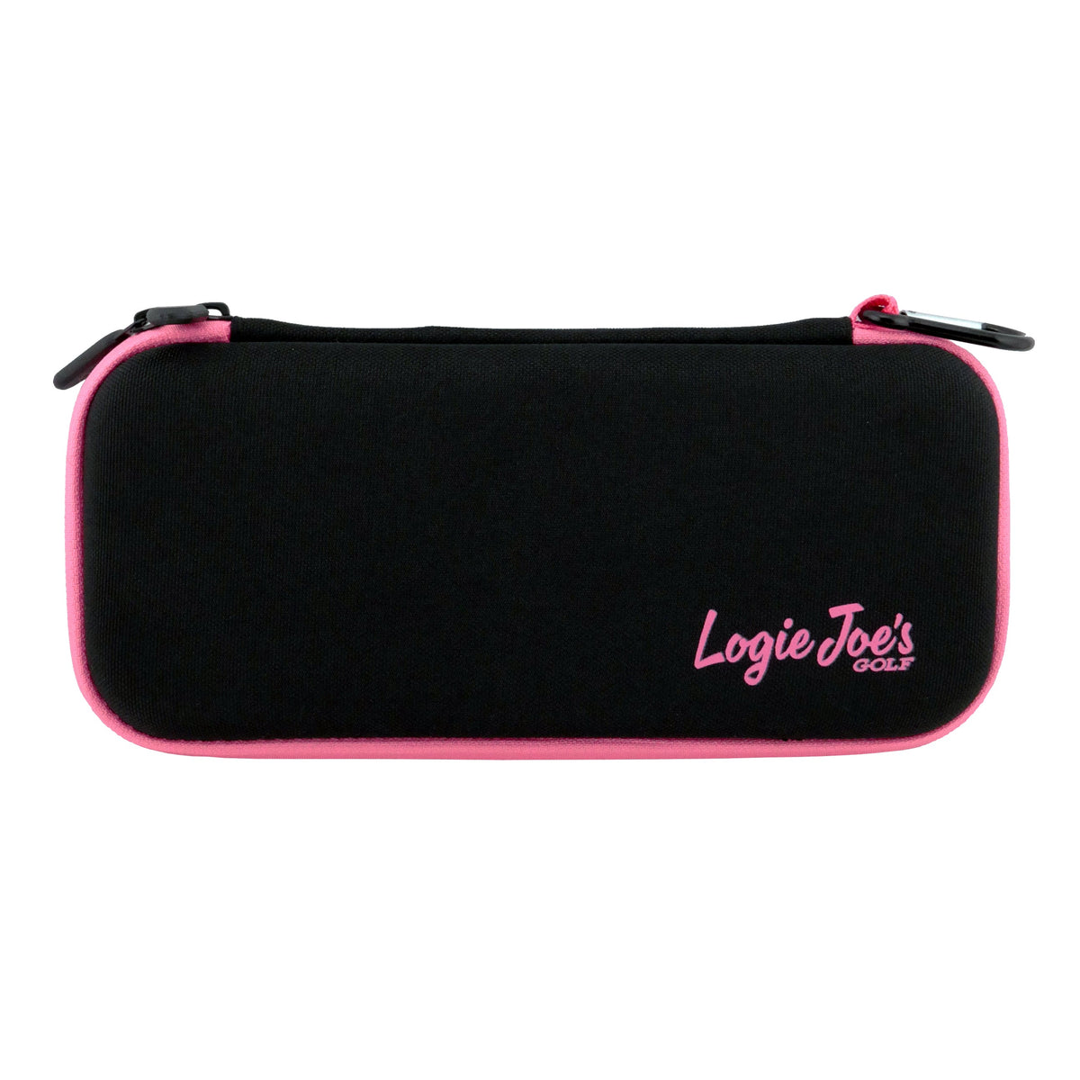 Stay organized on the course with the Logie Joe’s Golf Black/Pink Golf Accessory Case—a sleek, rectangular zippered organizer featuring a pink trim, durable carabiner, and hard shell design. Perfect for storing ball markers, tees, divot tools, and your glove, this portable golf storage case showcases “Logie Joe’s Golf” printed in pink on the lower right corner for a stylish finish.