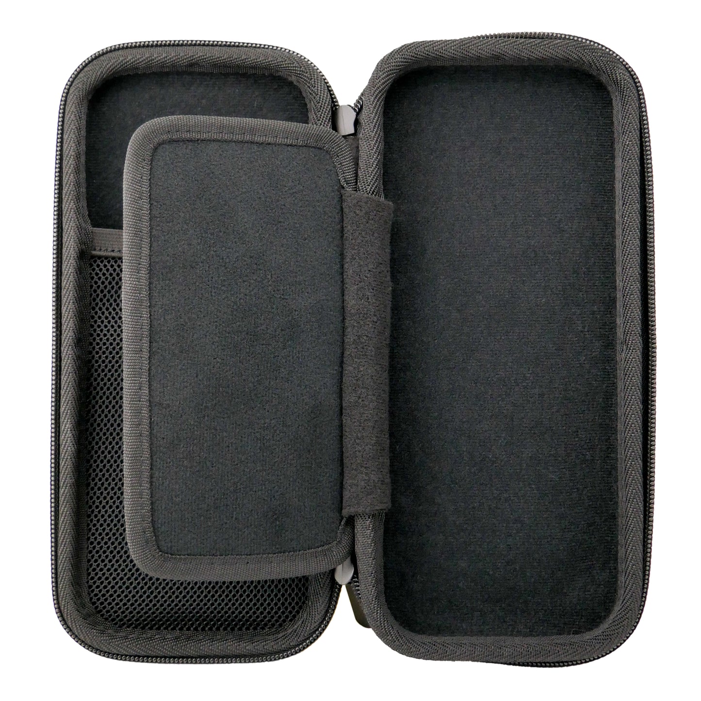 The Ballmarkers.com Accessory Case 3.0 by Ballmarkers.com is a black, zippered hard-shell case with a soft interior, mesh pocket, and fabric divider—perfect for organizing golf accessories or storing ball markers.
