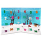 Introducing The Ultimate Golfers Ballmarkers Advent Calendar by Ballmarkers.com—a festive Advent Calendar featuring colorful numbered doors set against a snowy winter backdrop with bare trees, a bench, and a red flag. Perfect for golf enthusiasts, this calendar reveals premium ball markers from Ballmarkers.com behind each door.