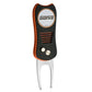 The Ballmarkers.com NHL Switchfix Divot Tool with Ball Marker is black and orange, featuring a round Anaheim Ducks logo, two metal prongs, and a convenient magnetic ball marker.