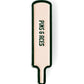 The Quiet Please - Ball Marker by Pins and Aces is a cream cricket bat-shaped pin with a black outline, vertical "PINS & ACES" text, and a magnetic backing for premium feel.