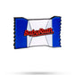 The Baby Ruth® Ball Marker by Pins and Aces is a limited edition pin shaped like a candy bar wrapper, with blue sides, a white center, and the red Baby Ruth logo—perfect for collectors and golf enthusiasts.