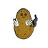 A cartoon potato with red eyes holds a lit joint in one hand and Kolorspun&