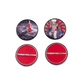 The Byrd, LLC’s BYRD BALL MARKERS - Merica includes four magnetic round pins—astronaut and Uncle Sam designs plus two red THEBYRD.COM markers—ideal as golf accessories or unique ball markers.