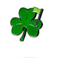 The Shamrock Ball Marker by Pins and Aces is a shiny green enamel four-leaf clover pin featuring a small green golf flag on one leaf, shown isolated on a white background with a faint shadow underneath.