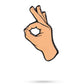 A hand makes an OK gesture, perfectly showcasing the Pins and Aces OK Hand Ball Marker, a premium golf accessory, against a white background.