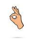 A hand makes an OK gesture, perfectly showcasing the Pins and Aces OK Hand Ball Marker, a premium golf accessory, against a white background.