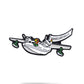 The Margaritaville Hemisphere Dancer Ball Marker by Pins and Aces features a cartoon-style white seaplane with green accents, a parrot near the cockpit, and a MARGARITAVILLE banner on a clean white background with soft shadow.