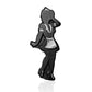 The Pins and Aces Blazy Susan Silhouette Ball Marker features a black enamel maid silhouette design with a white apron and headpiece, plus a magnetic hat clip for a stylish, premium golf accessory.