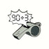 The Extra Time Ball Marker by Ballmarkers.com features a silver referee whistle and a speech bubble with bold 90+3 digital numbers—ideal for soccer fans who love the excitement of stoppage time.