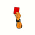 An illustrated arm with a black wristwatch holds the Red Card Ball Marker by Ballmarkers.com against a plain white background—a bold tribute to sports culture.