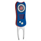 The MLB Switchfix Divot Tool with Ball Marker by MLB features the Chicago Cubs logo, blue and red design, textured grip, switchblade divot tool action, and two metal prongs.