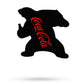 The Coca-Cola Bear - Ball Marker by Pins and Aces features a bear silhouette with the iconic red Coca-Cola logo, set on a white background and accented by a faint shadow.