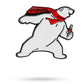 The Coca-Cola Bear - Ball Marker by Pins and Aces features a smiling cartoon polar bear in a red Coca-Cola scarf holding a Coca-Cola bottle, with a magnetic hat clip, displayed on a clean white background.