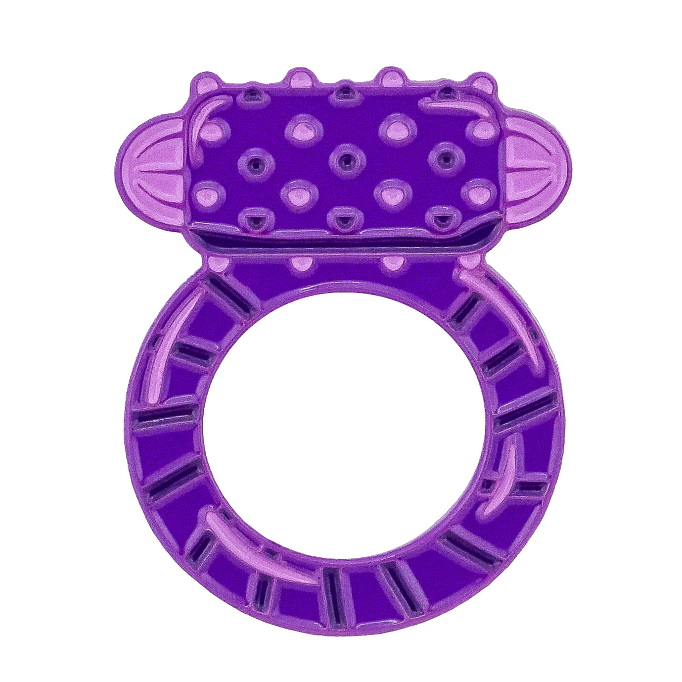 The Bunkers & Rough Cock Ring Ball Marker is a purple silicone pleasure ring with a textured, studded top section and a circular band at the bottom.
