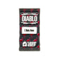 The Diablo Taco Sauce Packet Ball Marker by Logie Joe's Golf is a rectangular black enamel pin with red flamingos and white text—“DIABLO,” “I Eat Ass,” and “LOGIE JOES GOLF”—ideal for fans of unique golf accessories.