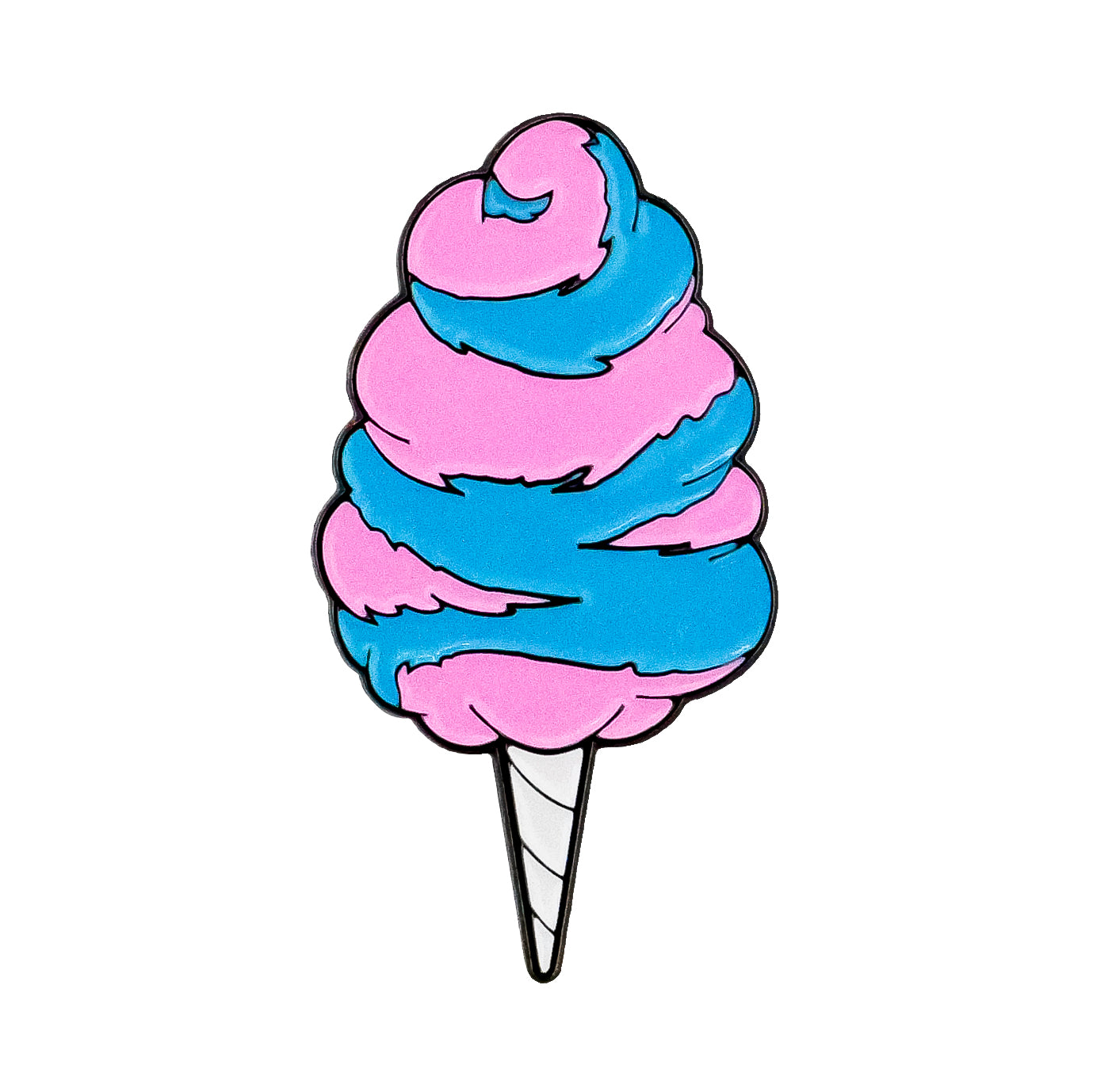 The Cotton Candy Ball Marker by Ballmarkers.com features swirled blue and pink colors on a whimsical stick design, adding a playful carnival touch to your golf accessories.