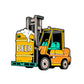 The Beer Delivery Ball Marker by Ballmarkers.com features a cartoon forklift from the Wrecking Crew lifting a foaming yellow beer barrel, capturing the playful vibe of beer golf on a crisp white background.