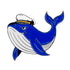 The Blue Whale Ball Marker by Ballmarkers.com features a smiling cartoon blue whale with a white underbelly and a captain&