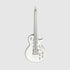 A silver Guerrilla Golf Guitar Divot Tool, shaped like a guitar with realistic details such as strings, knobs, and pickups—resembling a stylish pen—displayed vertically on a plain light gray background.