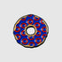The Guerrilla Golf Donut Ball Marker, featuring a donut shape with blue frosting and red circular patterns outlined in gold, is displayed against a plain light gray background.