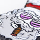 The Pins and Aces "Santa the Degenerate Ball Marker" features a bold close-up of Santa with purple shades, a red hat, and a cigar—perfect as a magnetic golf or fun Santa ball marker.